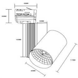 Σποτ Ράγας 20W LED COB Με Τριφασικό Αντάπτορα Μαύρο UNIVERSE