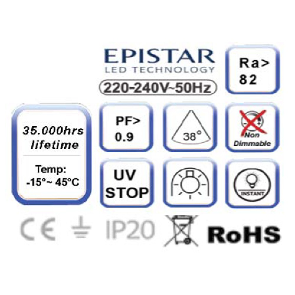 Σποτ Ράγας 20W LED COB Με Τριφασικό Αντάπτορα Λευκό UNIVERSE
