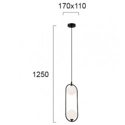 Κρεμαστό Μεταλλικό Φωτιστικό Δίφωτο σε Μαύρο και Γυαλί Οπάλ Σατινάτο 2xG9 Fancy VIOKEF 