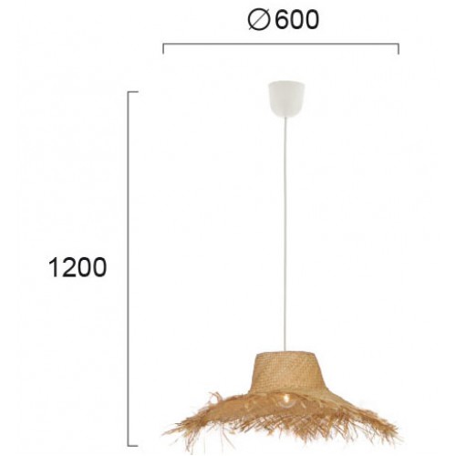 Μονόφωτο Κρεμαστό Φωτιστικό Πλεκτό Καλάθι σε Φυσικό Χρώμα 1xE27 Tetra VIOKEF