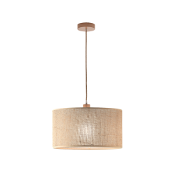 Μονόφωτο Κρεμαστό Φωτιστικό με Καπέλο Από Λινάτσα και Ξύλινη Ανάρτηση 1xE27 D400 Senso VIOKEF