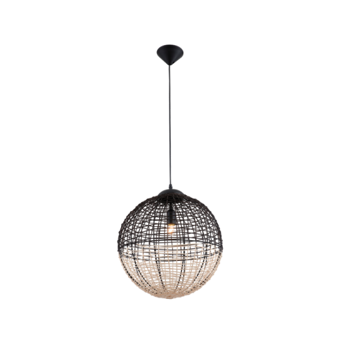 Μονόφωτο Κρεμαστό Φωτιστικό Πλεκτό Καλάθι σε Φυσικό και Μαύρο Χρώμα 1xE27 Omicron VIOKEF