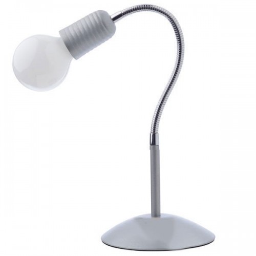 Επιτραπέζιο Φωτιστικό Ασημί Σε Σχήμα Λαμπτήρα Με Λευκό Γυαλί 1x 60W E27 SPHERE1T ACA