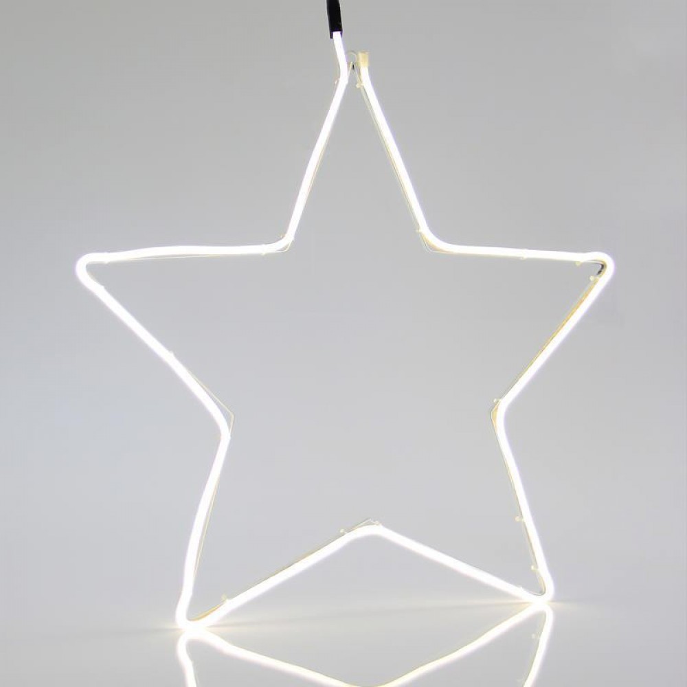 Αστέρι Λευκό Με 2μ. Νέον Φωτοσωλήνα, 54x58εκ. IP44