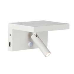 LED Απλίκα Αλουμινίου Σε Λευκό Με Θύρα Φόρτισης USB 3W 240Lm 3000K, HOP ON LUCIDO