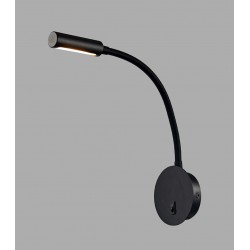 LED Μαύρη Απλίκα Ανάγνωσης Με Σπιράλ Από PVC 3W 240Lm 3000K, FLEXA LUCIDO