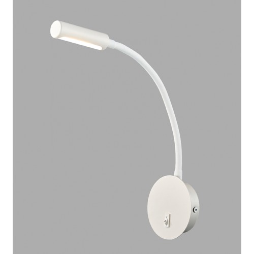 LED Λευκή Απλίκα Ανάγνωσης Με Σπιράλ Από PVC 3W 240Lm 3000K, LETTO LUCIDO