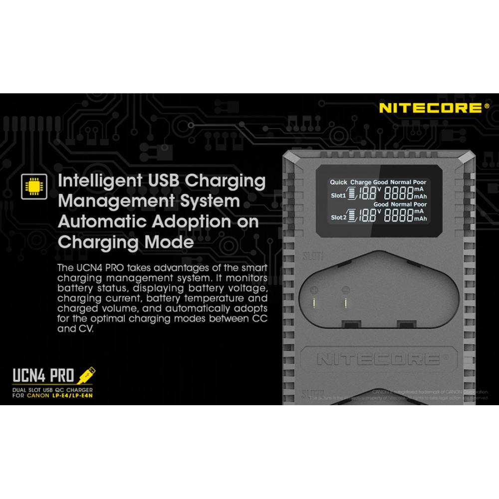 Φορτιστής NITECORE UCN4 PRO για CANON