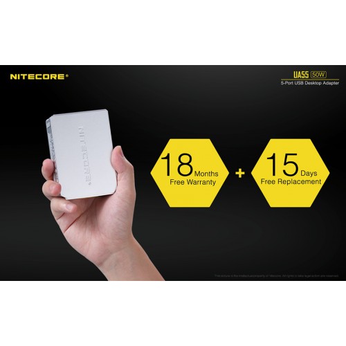 Τροφοδοτικό USB, NITECORE UA55 Desktop Adaptor, 10A/50w High