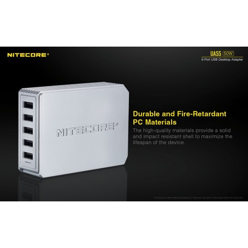 Τροφοδοτικό USB, NITECORE UA55 Desktop Adaptor, 10A/50w High