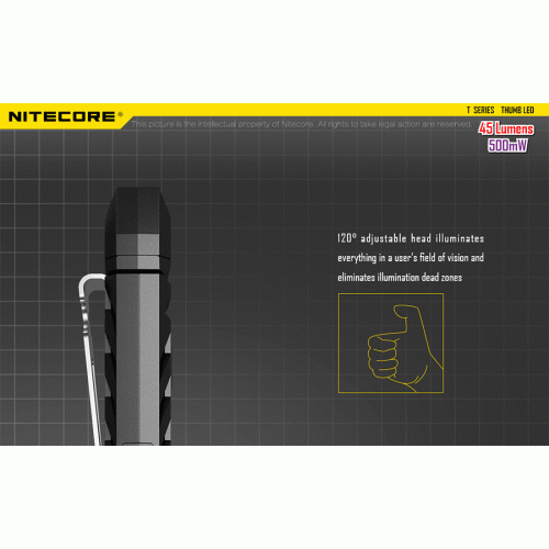 Φακός LED NITECORE THUMB LEO ,Rechargable, 45lumens+500mW UV