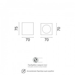 Τετράγωνο Γύψινο Σποτ Οροφής GU10 70x75 Spotlight