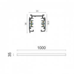 Τριφασική Ράγα Οροφής 4 Καλωδίων 1 Μέτρο Μαύρο Spotlight
