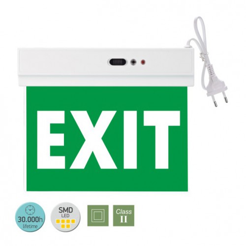 LED SMD Φωτιστικό Ασφαλείας Οροφής Από Πλαστικό Σε Λευκό Με Ένδειξη EXIT 230V IP20 Spotlight