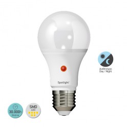 LED SMD Λάμπα E27 A60 10W Με Αισθητήρα Ημέρας-Νύχτας Από Πλαστικό 300° 230V Spotlight