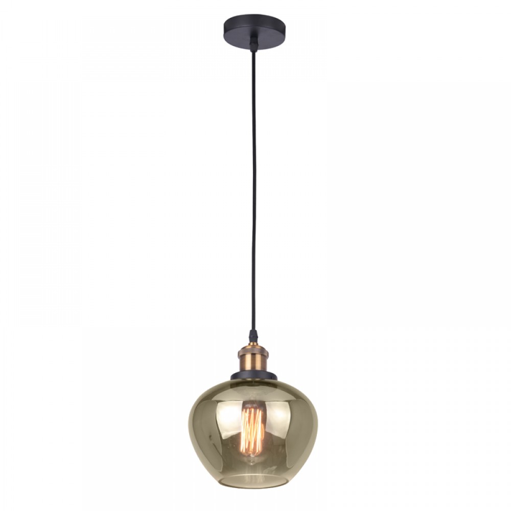 Μεταλλικό Κρεμαστό Φωτιστικό Με Μελί Γυάλινο Διάχυτη Και Χρυσές Λεπτομέρειες Ø180 1xE27 JONAS VIOKEF