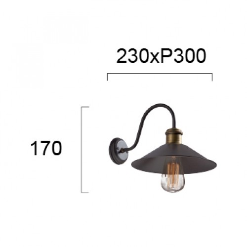 Φωτιστικό Απλίκα Μονή Βαση Μεταλλική Καφέ Σκούρο Με Οξυντέ 1xE27 Rustic VIOKEF