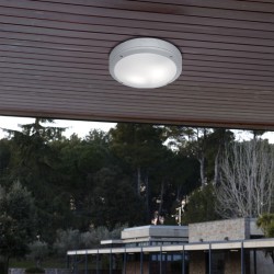 Εξωτερική Στρογγυλή Πλαφονιέρα Αλουμινίου Με Σκιάδιο PC D:275 2XE27 Σε Λευκό Χρώματα LEROS VIOKEF