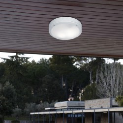 Εξωτερική Στρογγυλή Πλαφονιέρα Αλουμινίου Με Σκιάδιο PC D:275 2XE27 Σε Λευκό Χρώματα LEROS VIOKEF