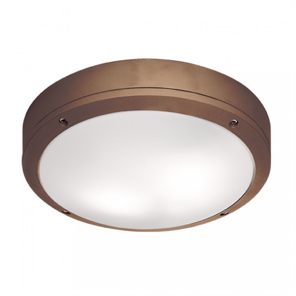 Εξωτερική Στρογγυλή Πλαφονιέρα Αλουμινίου Με Σκιάδιο PC D:275 2XE27 Σε Καφέ Χρώμα LEROS VIOKEF
