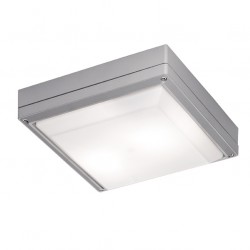 Εξωτερική Τετράγωνη Πλαφονιέρα Αλουμινίου Ασημί Με Σκιάδιο PC L:270x270 2XE27 Σε Ασημί Χρώμα LEROS VIOKEF