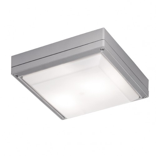 Εξωτερική Τετράγωνη Πλαφονιέρα Αλουμινίου Ασημί Με Σκιάδιο PC L:270x270 2XE27 Σε Ασημί Χρώμα LEROS VIOKEF