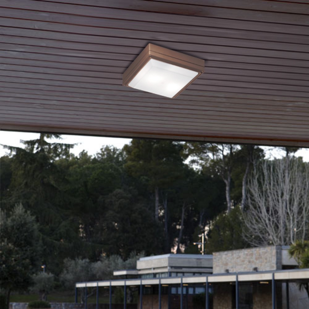 Εξωτερική Τετράγωνη Πλαφονιέρα Αλουμινίου Με Σκιάδιο PC L:270x270 2XE27 Σε Ανθρακί Χρώμα LEROS VIOKEF