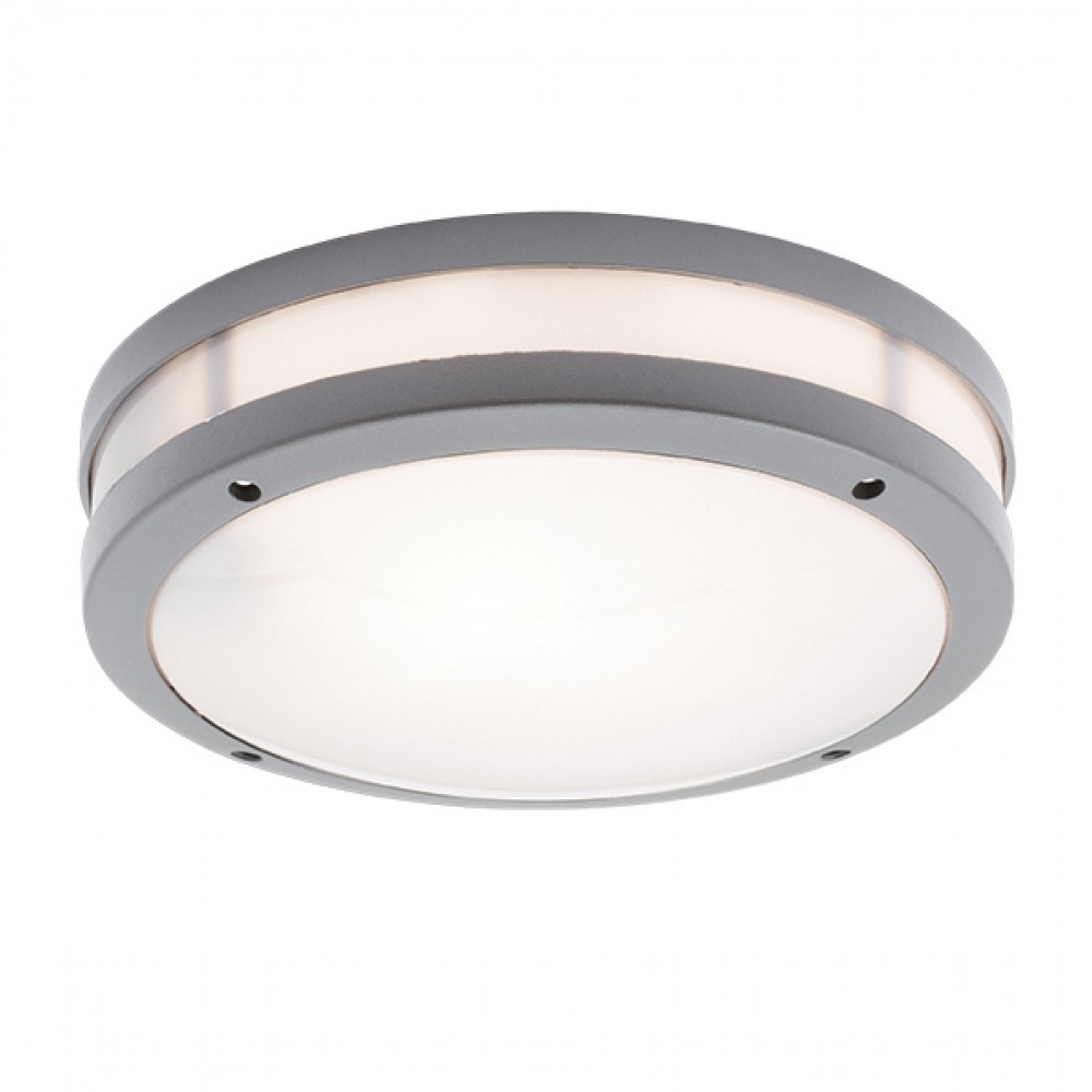 Εξωτερική Στρογγυλή Πλαφονιέρα Αλουμινίου Με Σκιάδιο PC D:280 2XE27 Σε Ασημί Χρώμα CHIOS VIOKEF