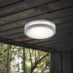 Εξωτερική Στρογγυλή Πλαφονιέρα Αλουμινίου Με Σκιάδιο PC D:280 2XE27 Σε Ασημί Χρώμα CHIOS VIOKEF