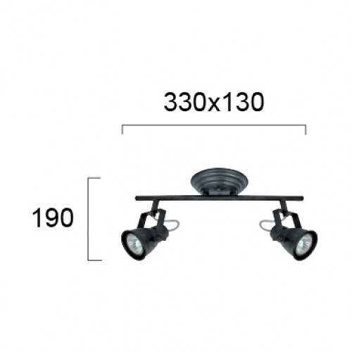 Φωτιστικό Διπλό Σποτ Σε Μαύρη Πατίνα Vintage 2xGU10 VIOKEF