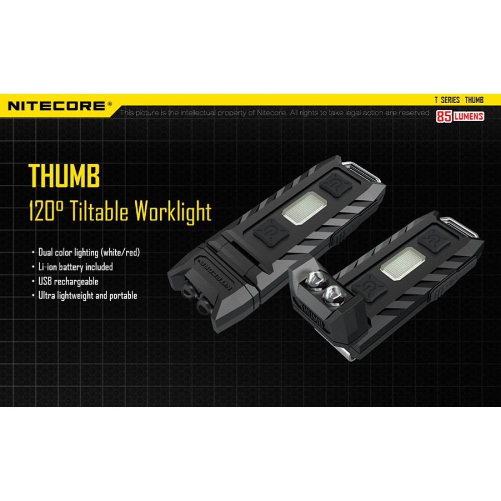 Φακός LED NITECORE THUMB ,rechargable, 85lumens