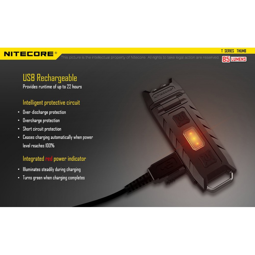 Φακός LED NITECORE THUMB ,rechargable, 85lumens