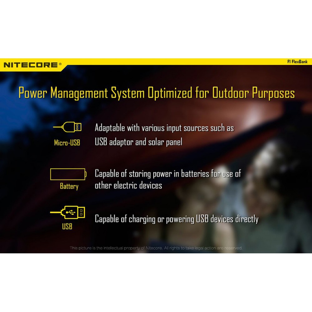 Φορτιστής NITECORE F1, μίας θέσης + flex bank