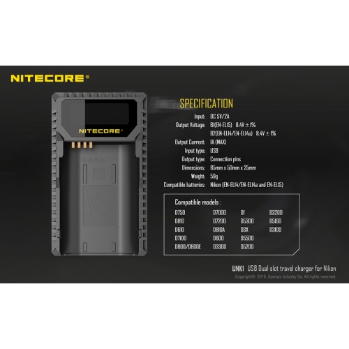Φορτιστής NITECORE UNK1 για NIKON