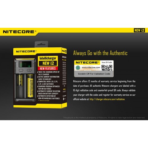 Φορτιστής NITECORE i2EU, Δύο Θέσεων New