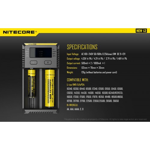 Φορτιστής NITECORE i2EU, Δύο Θέσεων New
